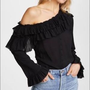 NWT PAIGE Black Augustina Long Sleeve Blouse
